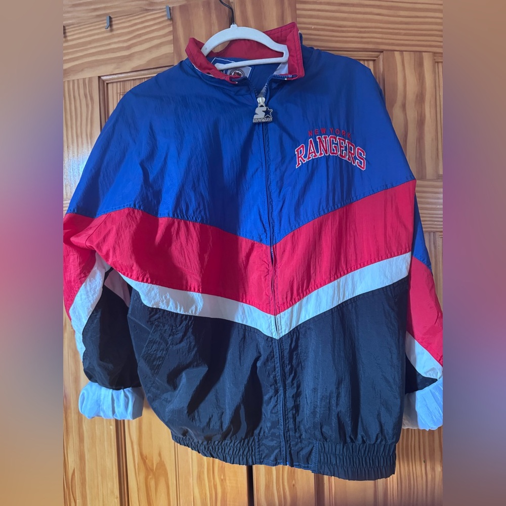 STARTER New York Rangers Blue Red Black Colorblock Windbreaker
